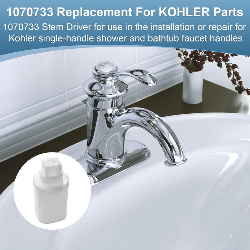 Llhhs Faucet Handle Parts for Kohler 1070733 Stem Driver Replacement,for Kohler Shower/Faucet Handle Adapter Replacement Parts - Image 3